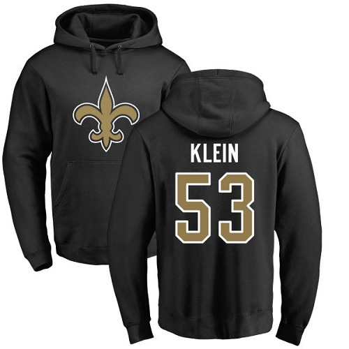 Men New Orleans Saints Black A J  Klein Name and Number Logo NFL Football #53 Pullover Hoodie Sweatshirts